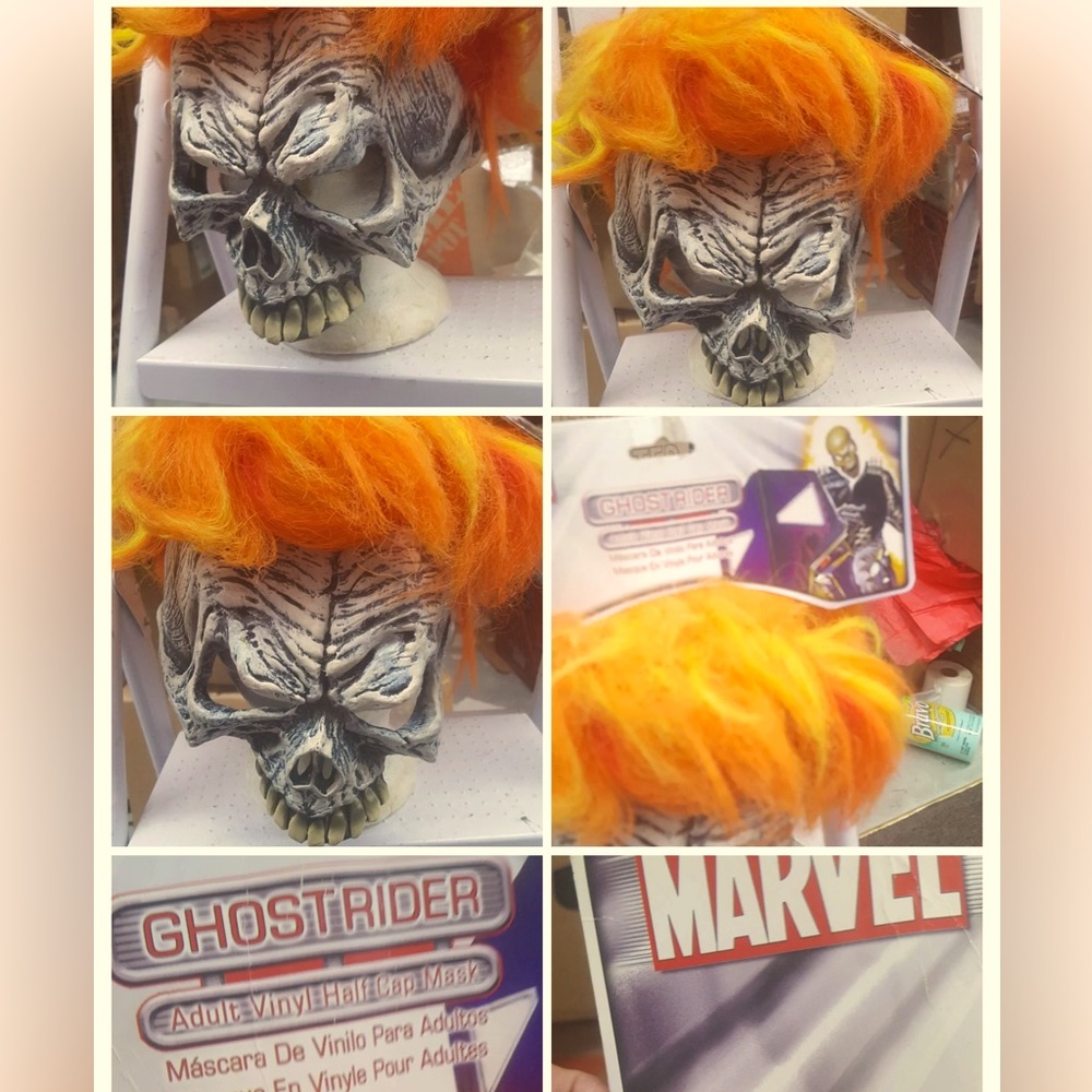 Ghost Rider w/ 1/2 vinl cap Mask adult 2004 new vintage MARVEL LICENSED PRODUCT